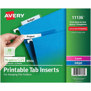 100 Print-on Tab(s) - 5 Tab(s)/Set - 2" Tab Width - Paper Divider - White Paper Tab(s) - 20% - 1 Pack