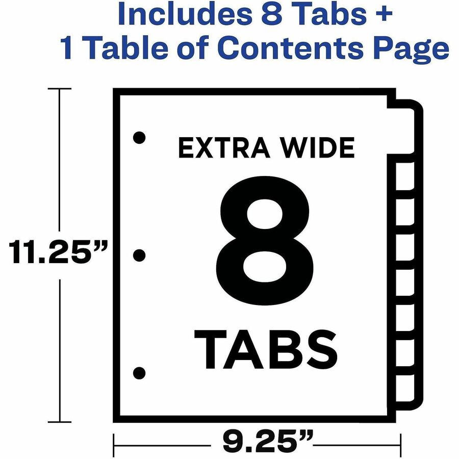8 Printed Tab(s) - Digit - 1-8 - 8 Tab(s)/Set - 9" Divider Width x 11" Divider Length - 3 Hole Punched - Multicolor Paper Divider - 20% Recycled - Reinforced, Punched, Hole Reinforcement - 8 / Set