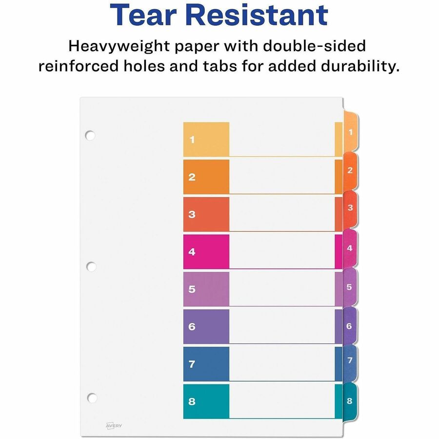 Avery Ready Index 8 Tab Dividers, Customizable TOC, 6 Sets (11186)