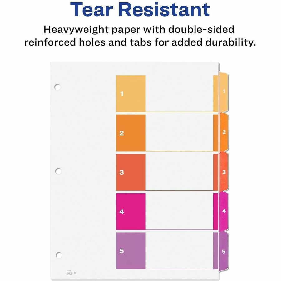 Avery Ready Index 5 Tab Dividers, Customizable TOC, 6 Sets (11187)