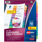 Avery Ready Index 10 Tab Dividers, Customizable TOC, 6 Sets (11188)