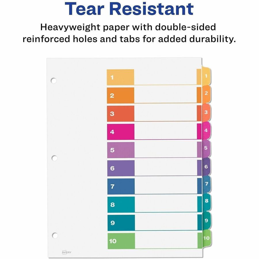 Avery Ready Index 10 Tab Dividers, Customizable TOC, 6 Sets (11188)