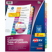 Avery Ready Index 12 Tab Dividers, Customizable TOC, 6 Sets (11196)