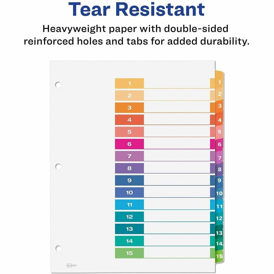 Avery Ready Index 15 Tab Dividers, Customizable TOC, 6 Sets (11197)