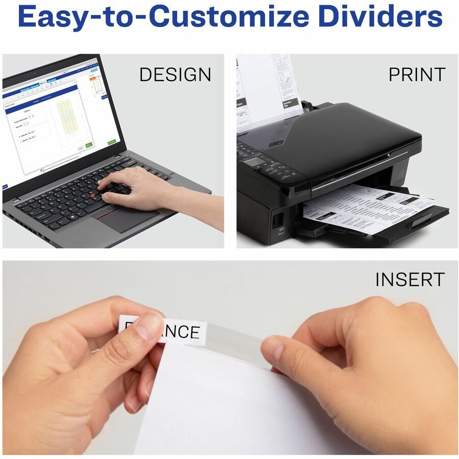 Avery&reg; Big Tab Extra-Wide Insertable Dividers - 5 Blank Tab(s) - 5 Tab(s)/Set - 9" Divider Width x 11" Divider Length - 3 Hole Punched - Paper Divider - Clear Tab(s) - 20% Recycled - Reinforced Edges - 5 / Set