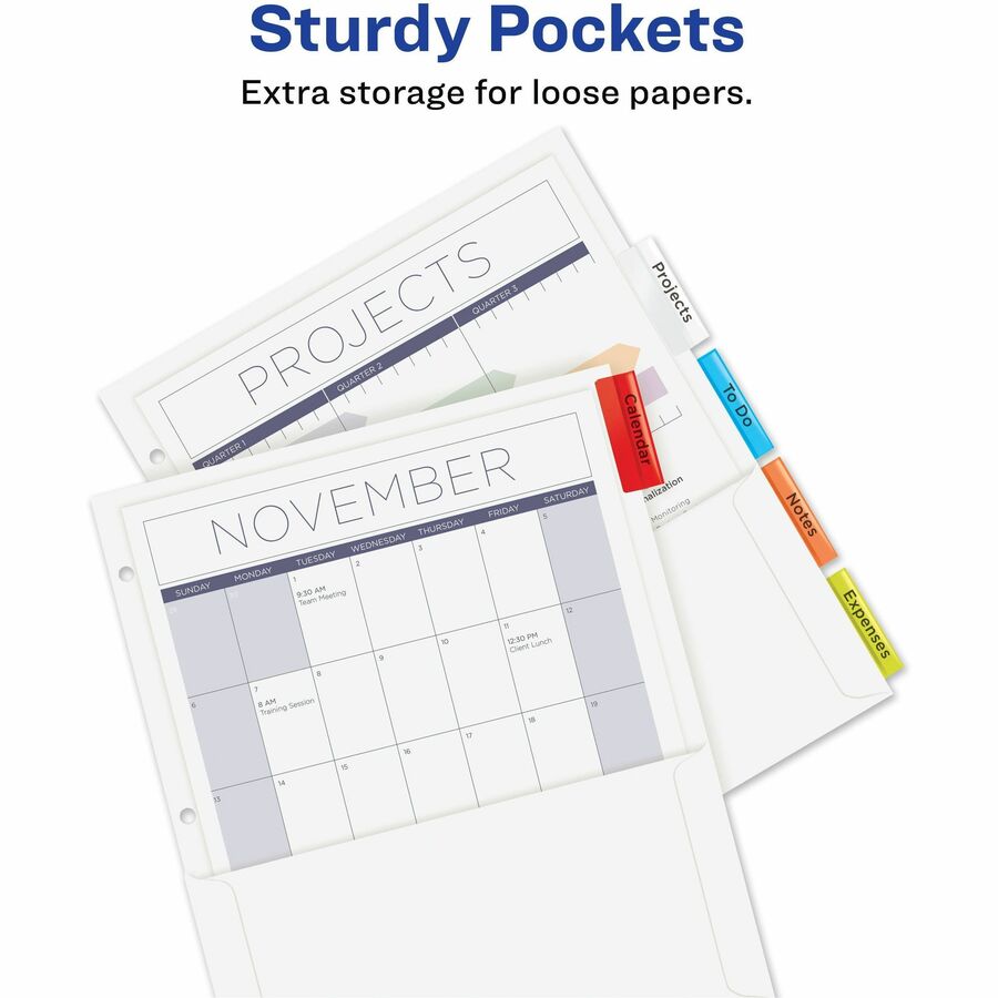 5 Tab(s) - 5 Tab(s)/Set - 11" Divider Width - Assorted Paper Divider - Multicolor Tab(s) - 20% Recycled - Insertable Tab, Rip Proof, Punched - 5 / Set