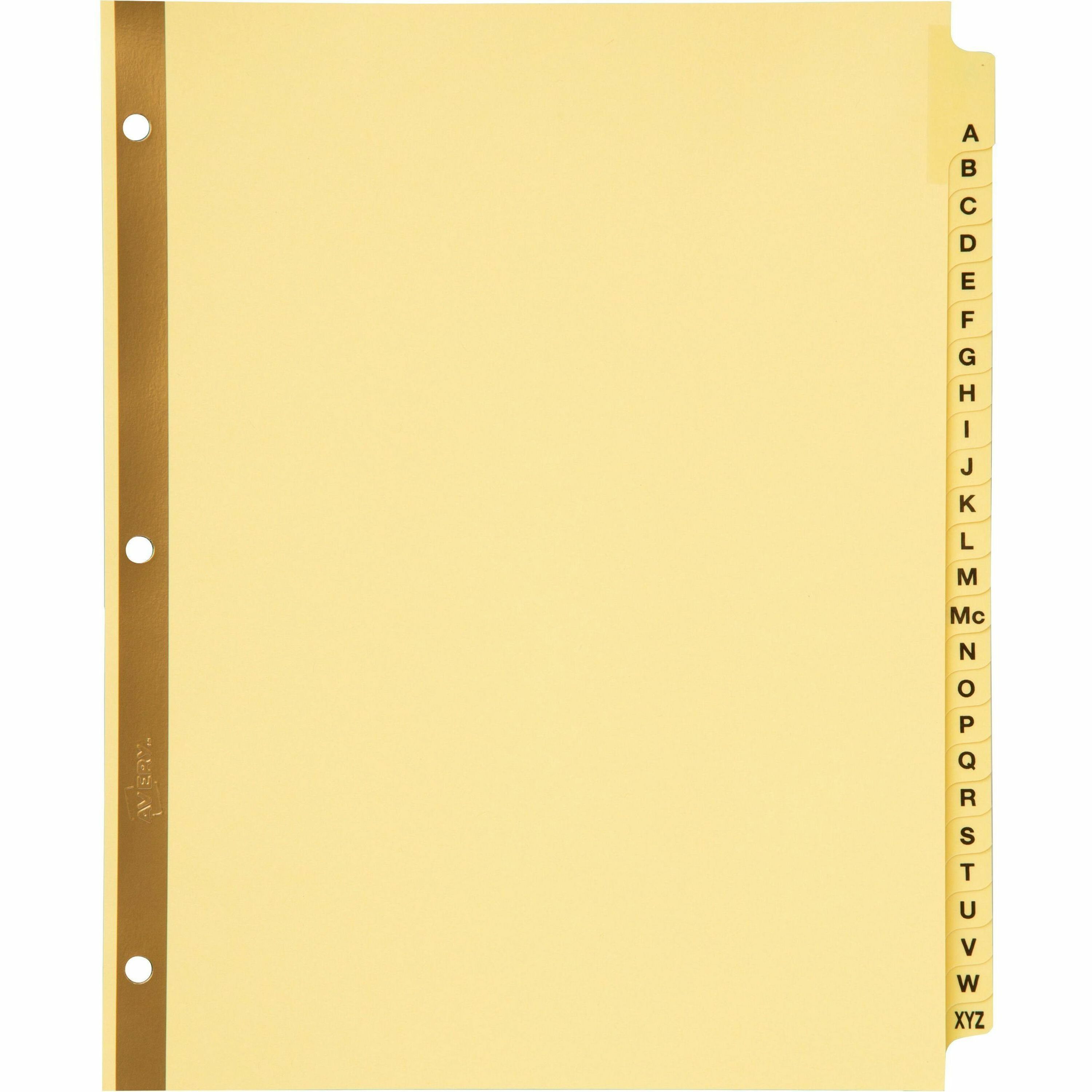 Avery Laminated Dividers, Gold Reinforced, 25 Dividers/Set, A-Z Printed Tabs, 8.5" x 11", Letter Size, 3-Hole Punched, Buff, 30% Recycled Content