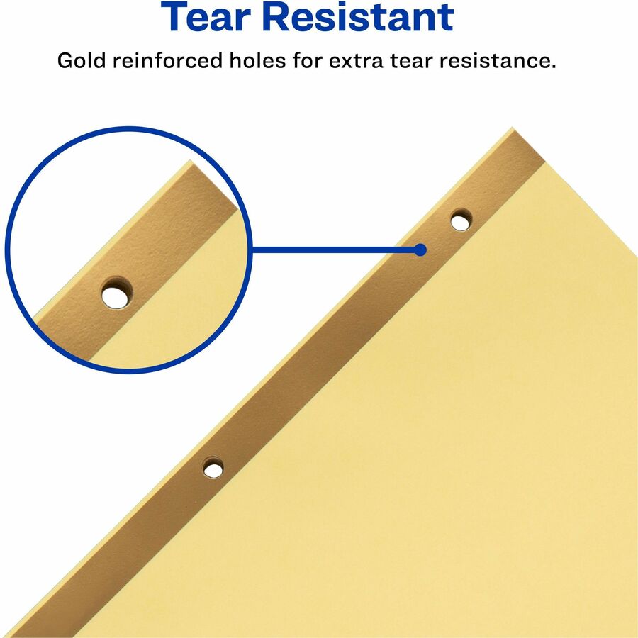 Avery Laminated Dividers, Gold Reinforced, 25 Dividers/Set, A-Z Printed Tabs, 8.5" x 11", Letter Size, 3-Hole Punched, Buff, 30% Recycled Content