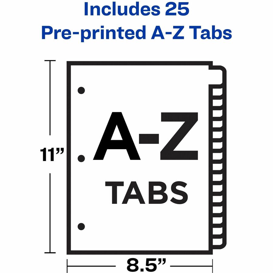 Avery Laminated Dividers, Gold Reinforced, 25 Dividers/Set, A-Z Printed Tabs, 8.5" x 11", Letter Size, 3-Hole Punched, Buff, 30% Recycled Content