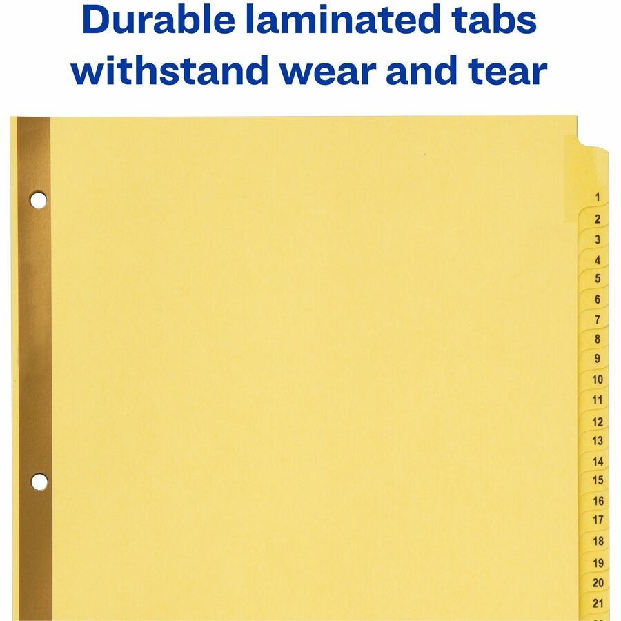 Avery Laminated Dividers, Gold Reinforced, 31 Dividers/Set, Numbered 1-31, 8.5" x 11", Letter Size, Buff, 3-Hole Punched, 30% Recycled Content