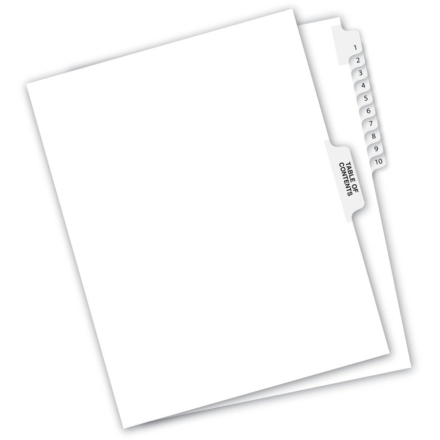 Avery Premium Collated Legal Exhibit Dividers with Table of Contents Tab, 11 Dividers per Set, Numbered 1-10, White, Reinforced Tabs, Unpunched, 10 Sets