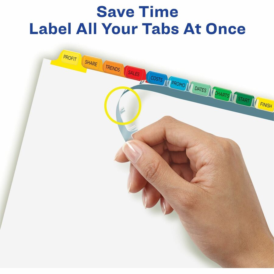 Avery Index Maker Dividers, 60 Dividers, 12 Multicolor Tabs/Set, 8.5" x 11", 3-Hole Punched, White, Recycled Paper, Double-Sided, Reinforced, Tear Resistant, Printable, 1 Pack