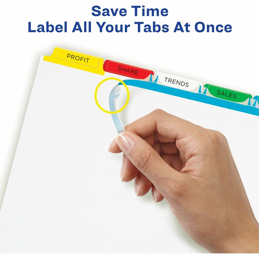 Avery Index Maker Dividers, 25 Dividers, 5 Multicolor Tabs per Set, 8.5" x 11", 3-Hole Punched, White, 1 Pack