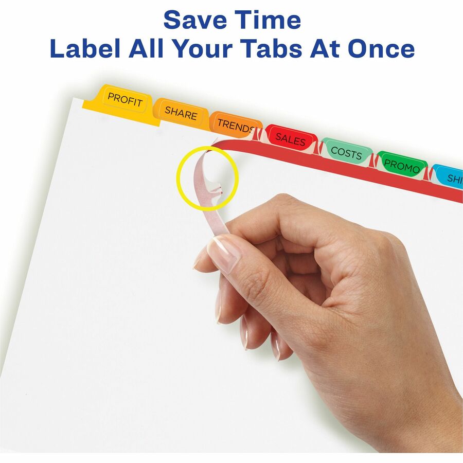 Avery Index Maker Index Divider, 40 Dividers, 8 Multicolor Tabs per Set, 8.5" x 11", 3-Hole Punched, White, 1 Pack