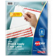 Avery&reg; Print & Apply Clear Label Dividers - Index Maker Easy Peel Printable Labels - 8 Blank Tab(s) - 8 Tab(s)/Set - 8.5" Divider Width x 11" Divider Length - Letter - White Divider - White Tab(s) - 20% Recycled - Punched - 1 Pack