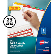 Avery&reg; Index Maker Index Divider - 200 x Divider(s) - 8 - 8 Tab(s)/Set - 8.5" Divider Width x 11" Divider Length - 3 Hole Punched - White Paper Divider - Multicolor Paper Tab(s) - 1 Box