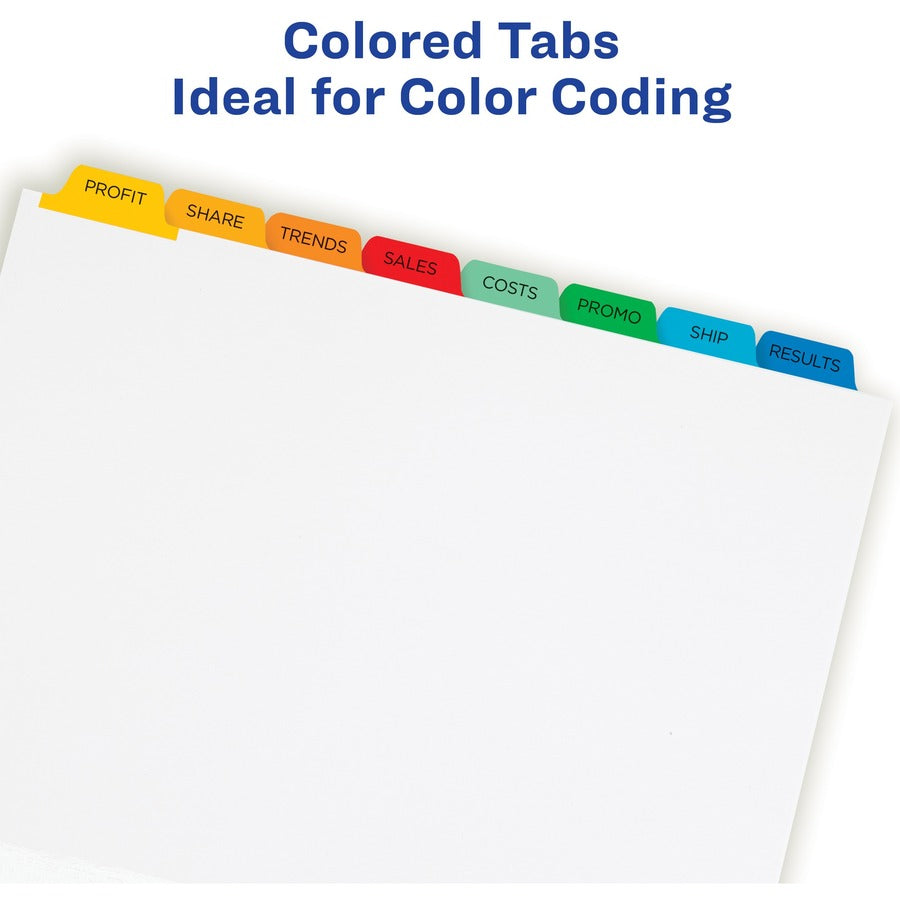 Avery&reg; Index Maker Index Divider - 200 x Divider(s) - 8 - 8 Tab(s)/Set - 8.5" Divider Width x 11" Divider Length - 3 Hole Punched - White Paper Divider - Multicolor Paper Tab(s) - 1 Box