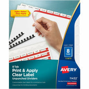 Avery Print & Apply Label Unpunched Dividers, 40 Dividers, 8 Blank White Tabs per Set, Letter Size, 8.5" x 11", 1 Pack, 20% Recycled, Reinforced Edges