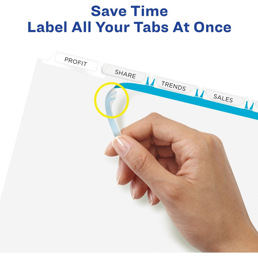Avery Index Maker Index Divider, 5 Dividers per Set, 5 Tabs, 9.3" x 11.25", 3-Hole Punched, White, Reinforced, Extra Wide, Printable, Durable, Tear Resistant, 1 Set