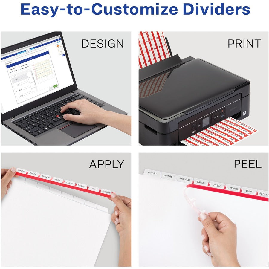 Avery Index Maker Index Divider, 8 Dividers per Set, 8 Tabs, 9.3" x 11.25", 3-Hole Punched, White, Extra Wide, Reinforced Tabs and Edges, Printable, Durable, Tear Resistant, 1 Set