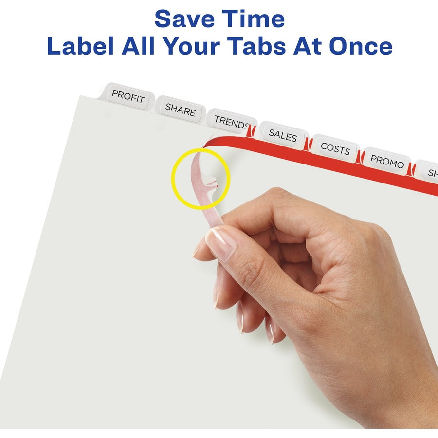 Avery Index Maker Index Divider, 8 Dividers per Set, 8 Tabs, 9.3" x 11.25", 3-Hole Punched, White, Extra Wide, Reinforced Tabs and Edges, Printable, Durable, Tear Resistant, 1 Set