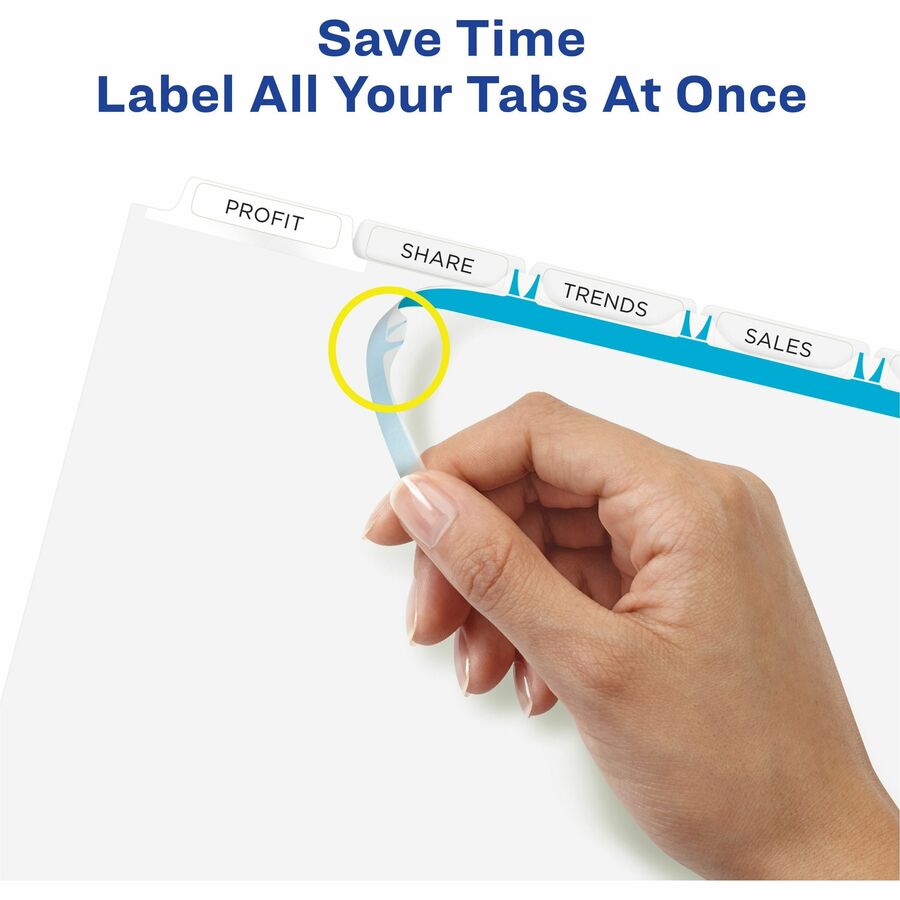 Avery Index Maker Index Divider, 25 Dividers, 5 Tabs/Set, 9.3" x 11.25", 3-Hole Punched, White, Printable, Extra Wide, Reinforced Edges, 1 Pack