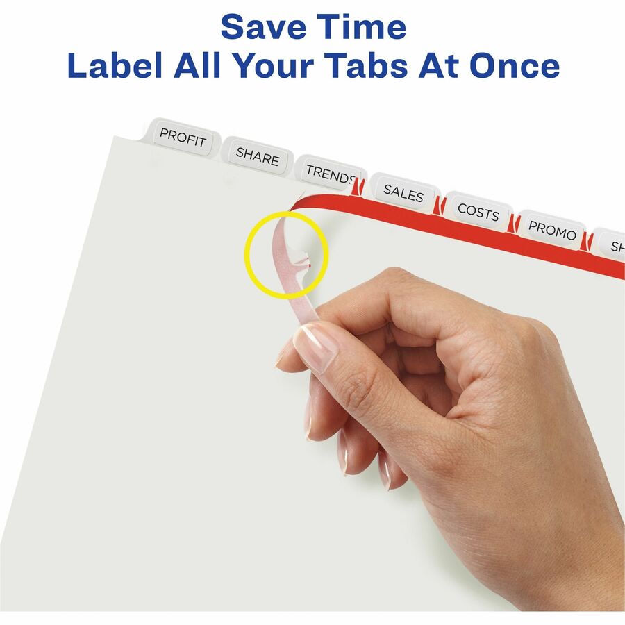 Avery Index Maker Index Divider, 40 Dividers, 8 Print-on Tabs per Set, 9.3" x 11.25", 3-Hole Punched, White, 1 Pack