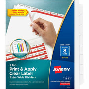Avery Index Maker Index Divider, 40 Dividers, 8 Print-on Tabs per Set, 9.3" x 11.25", 3-Hole Punched, White, 1 Pack