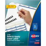 Avery Print & Apply Label Unpunched Dividers, 75 Dividers, 3 Blank White Tabs per Set, Letter Size, White, Reinforced Edges, 20% Recycled, 1 Box