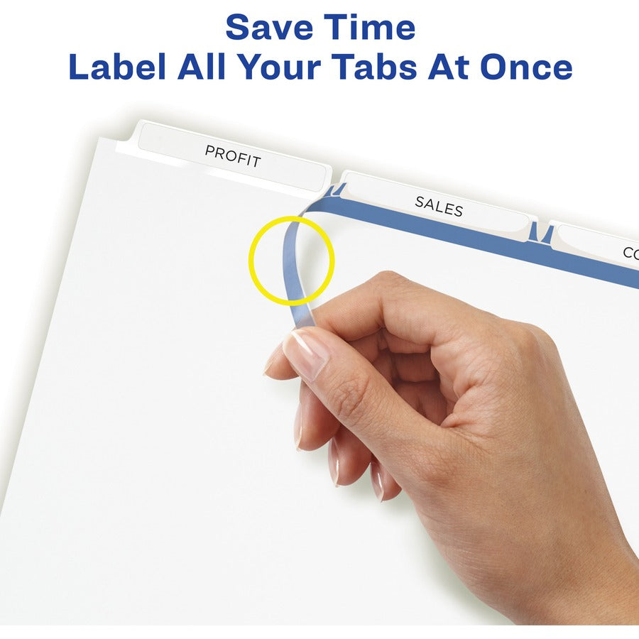 Avery Print & Apply Clear Label Dividers, 75 Dividers, 3 Blank White Tabs per Set, 8.5" x 11", Letter Size, 3-Hole Punched, 20% Recycled, Tear Resistant, Durable, 1 Box