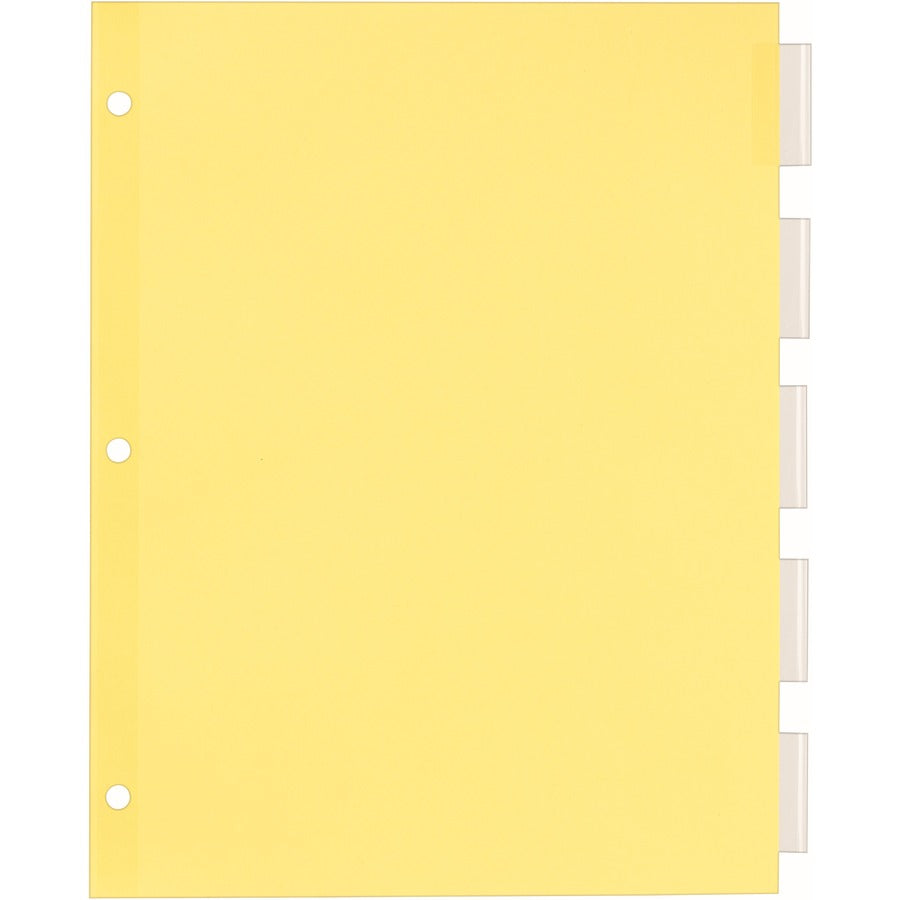 Avery&reg; Office Essentials Insertable Dividers - 5 x Divider(s) - 5 - 5 Tab(s)/Set - 8.5" Divider Width x 11" Divider Length - 3 Hole Punched - Buff Paper Divider - Clear Plastic Tab(s) - 30% Recycled - 5 / Set