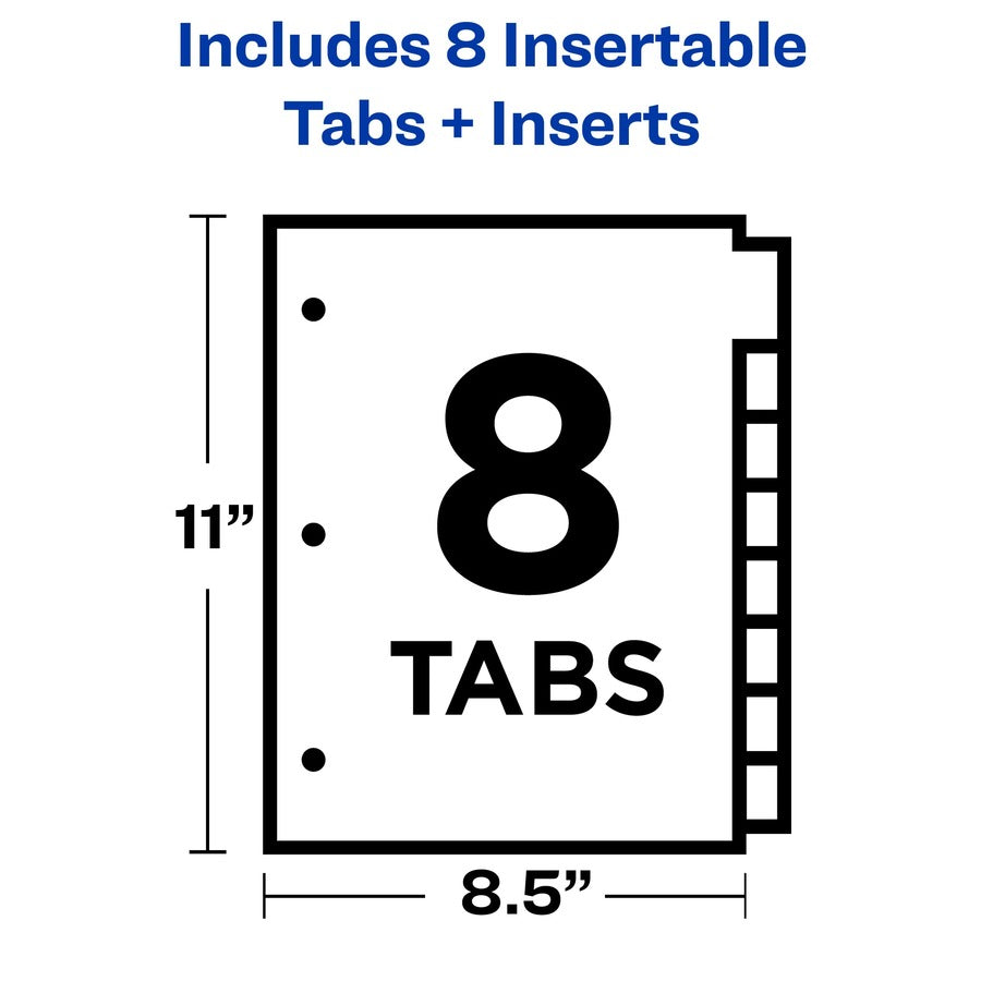 Avery&reg; Office Essentials Insertable Dividers - 8 x Divider(s) - 8 - 8 Tab(s)/Set - 8.5" Divider Width x 11" Divider Length - 3 Hole Punched - Buff Paper Divider - Clear Plastic Tab(s) - 30% Recycled - 8 / Set