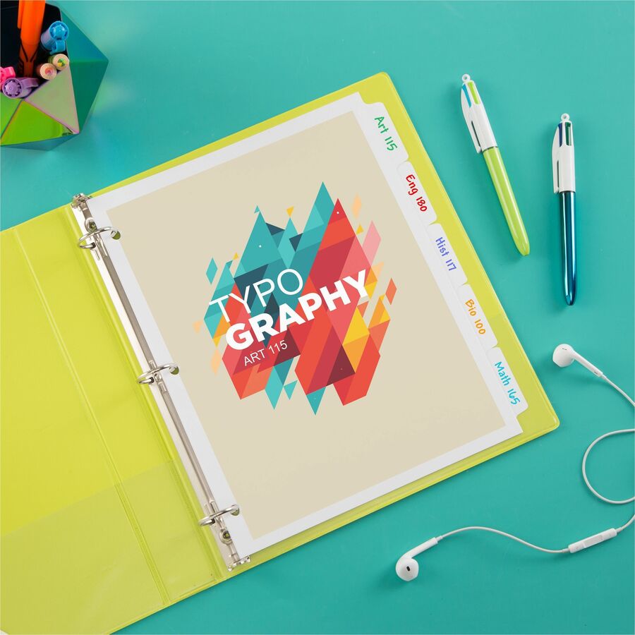 Avery&reg; Plain Tab Write-On Dividers - 5 x Divider(s) - 5 Tab(s)/Set - 8.5" Divider Width x 11" Divider Length - Letter - 3 Hole Punched - White Tab(s) - 20% Recycled - Reinforced, Non-laminated - 1 Box