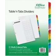 Avery&reg; Table 'N Tabs Daily Dividers - 31 x Divider(s) - 1-31 - 31 Tab(s)/Set - 8.5" Divider Width x 11" Divider Length - 3 Hole Punched - White Paper Divider - Multicolor Paper Tab(s) - 1 Set