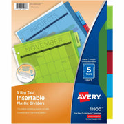 5 x Divider(s) - 5 - 5 Tab(s)/Set - 8.5" Divider Width x 11" Divider Length - 3 Hole Punched - Translucent Plastic Divider - Multicolor Plastic Tab(s) - 1 Set