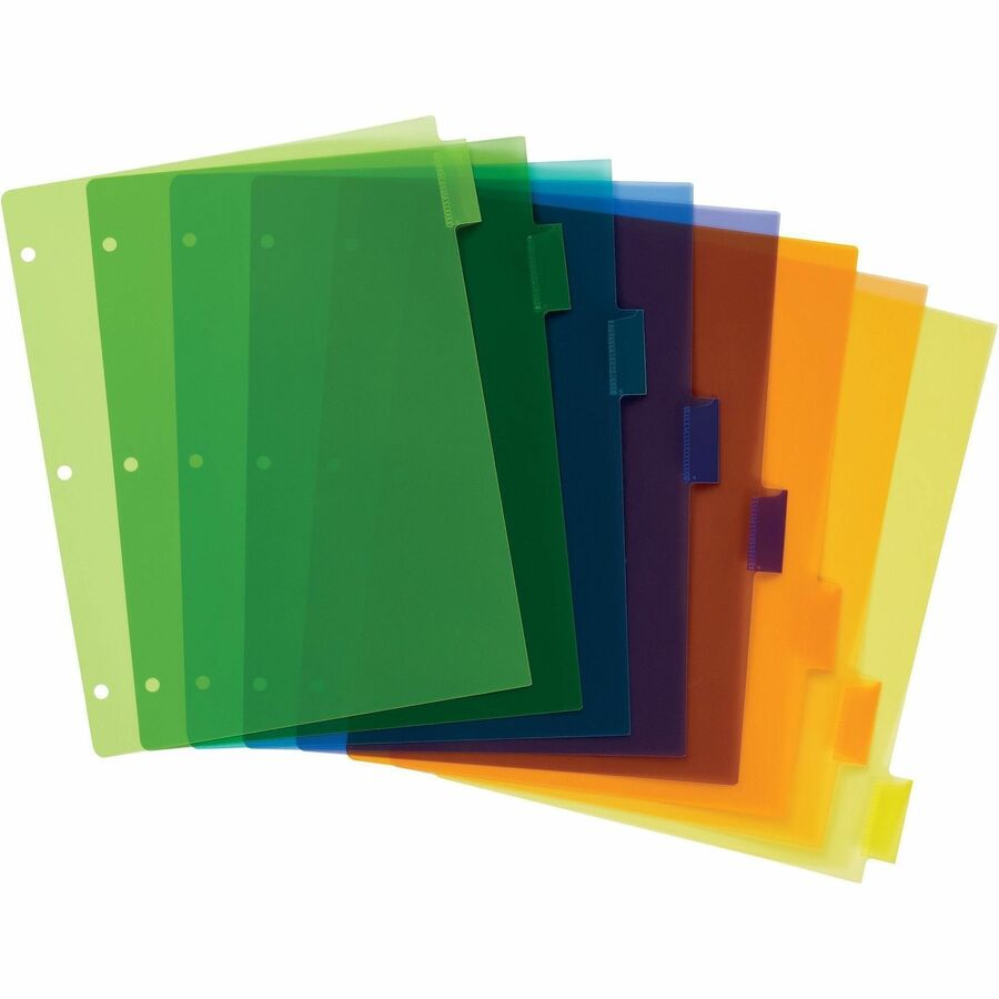 8 x Divider(s) - 8 - 8 Tab(s)/Set - 8.5" Divider Width x 11" Divider Length - 3 Hole Punched - Translucent Plastic Divider - Multicolor Plastic Tab(s) - Customizable, Hole-punched, Insertable, Sturdy, Durable, Tear Resistant, Flexible, PVC-free - 1 Set