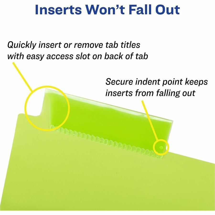 Avery&reg; Big Tab Insertable Plastic Dividers with Pocketsfor Laser and Inkjet Printers