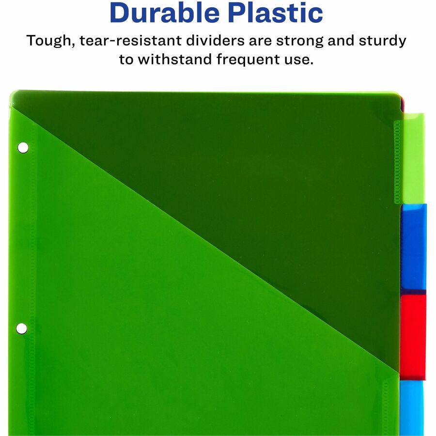 Avery Big Tab Insertable 2-Pocket Dividers, 5 Dividers, 5 Multicolor Plastic Tabs, 3-Hole Punched, 1 Set