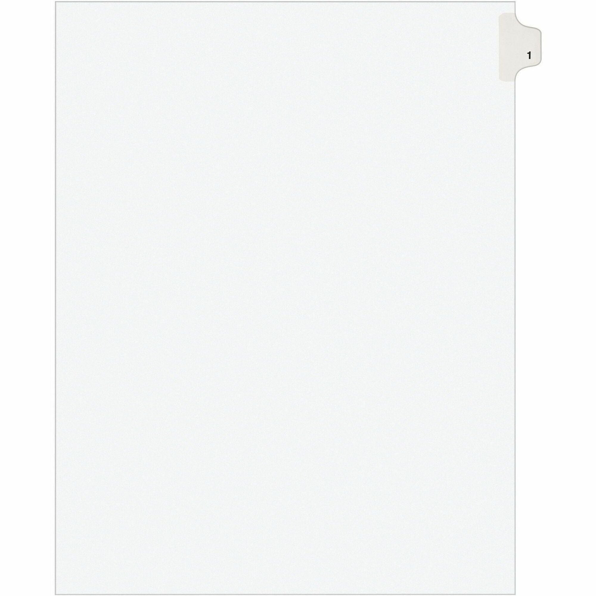 Avery Individual Legal Exhibit Dividers, Avery Style, Unpunched, 25 Dividers with Digit "1" Tabs, Letter Size, White Paper, Clear Reinforced Rip Proof Tabs, 25 per Pack, 20% Recycled Content