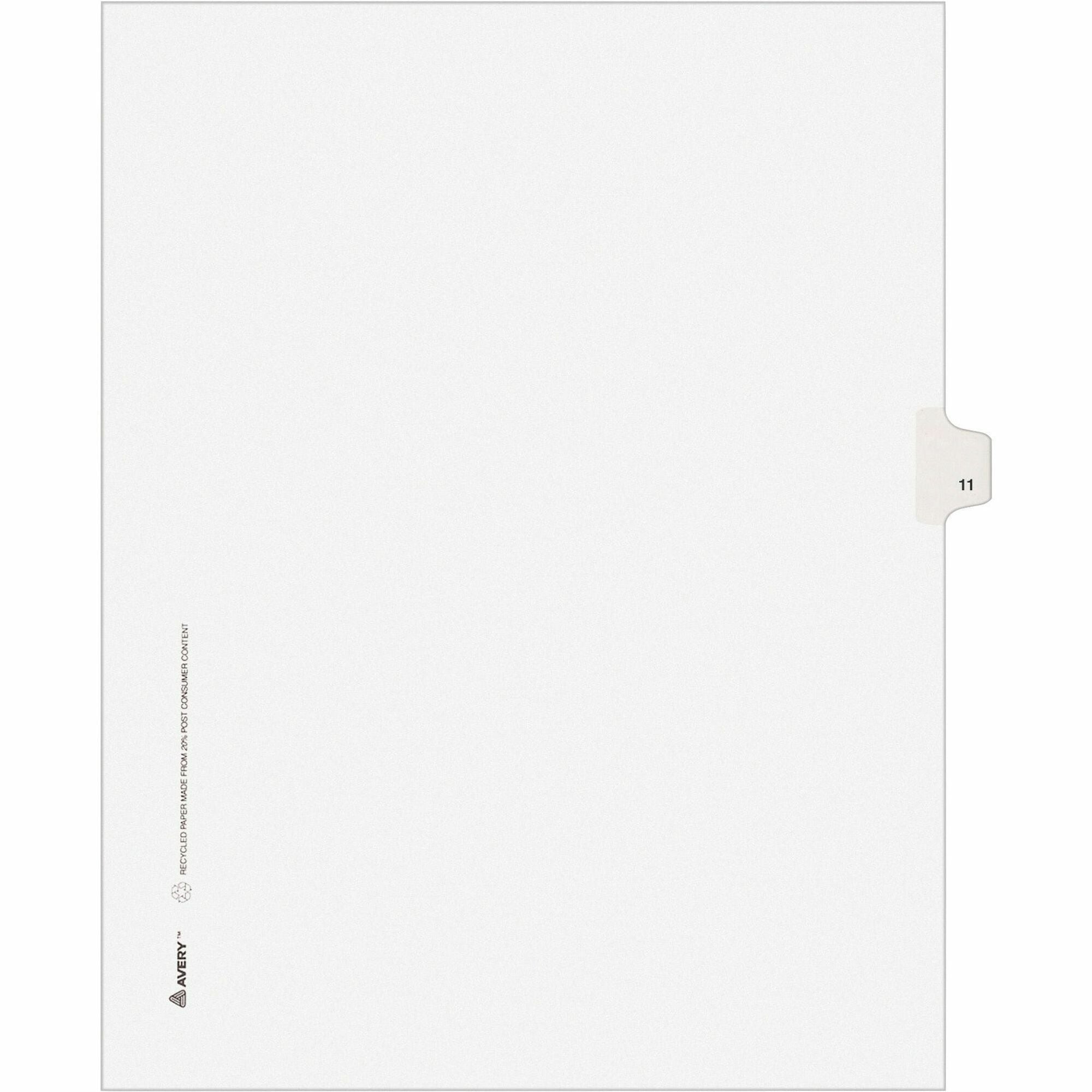 Avery Individual Legal Exhibit Dividers, Avery Style, Unpunched, 25 Dividers, 25 Printed Digit "11" Tabs, Letter Size, White, Reinforced Rip Proof Tabs, 20% Recycled, 1 Pack