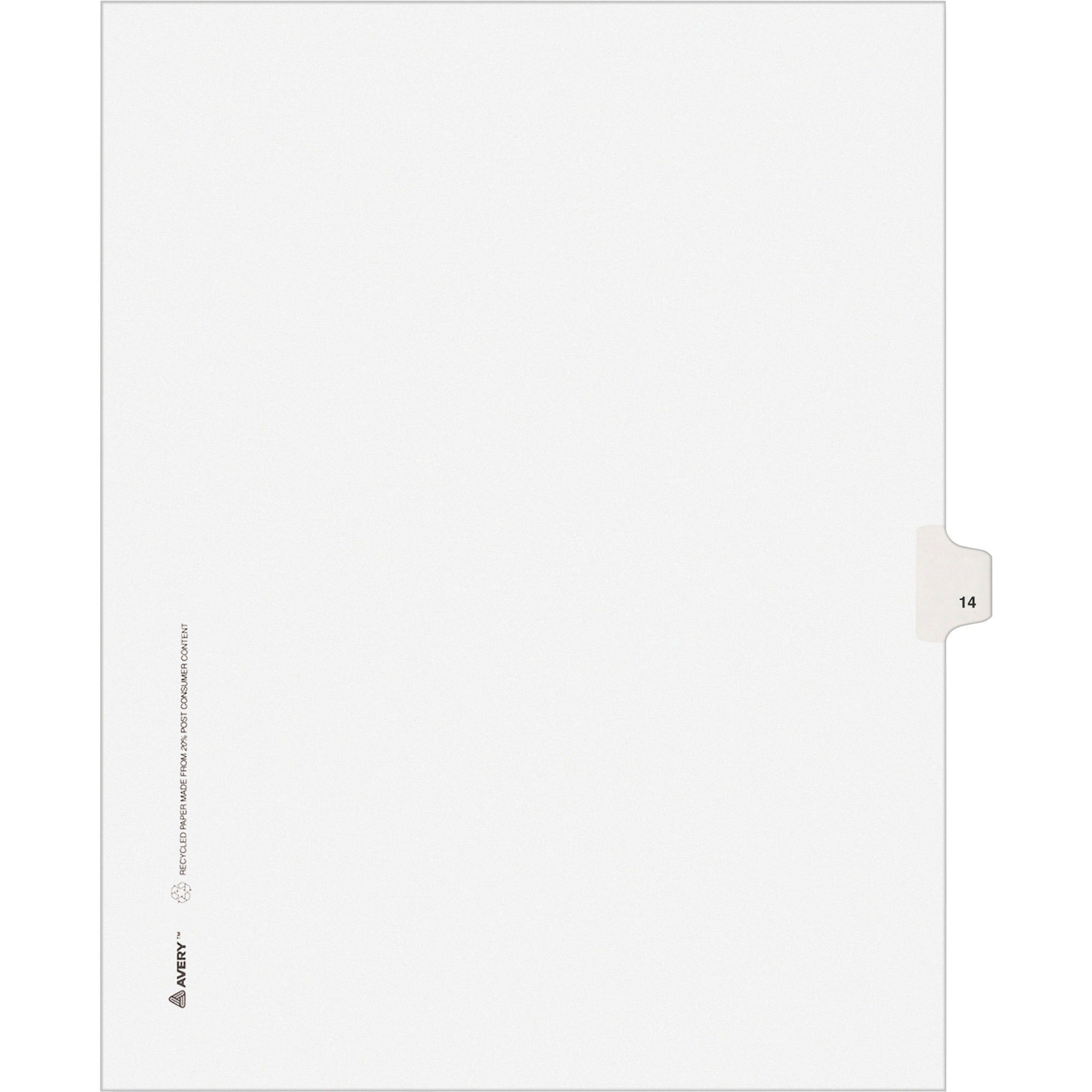 Avery Individual Legal Exhibit Dividers, Avery Style, Unpunched, 25 Dividers, 25 Printed Tabs (Digit 14), Letter Size, White, Reinforced Rip Proof Tabs, 20% Recycled, 1 Pack