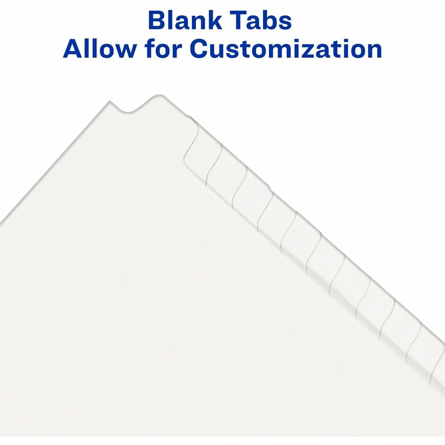 Avery&reg; Standard Collated Legal Dividers - 1 x Divider(s) - Blank Side Tab(s) - 25 Tab(s)/Set - 8.5" Divider Width x 11" Divider Length - Letter - White Paper Divider - White Tab(s) - 20% Recycled - 1 Set