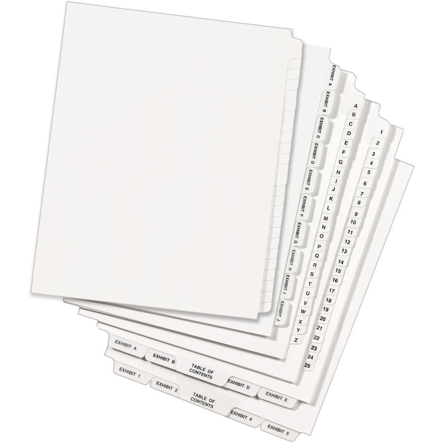 Avery&reg; Standard Collated Legal Dividers - 1 x Divider(s) - Blank Side Tab(s) - 25 Tab(s)/Set - 8.5" Divider Width x 11" Divider Length - Letter - White Paper Divider - White Tab(s) - 20% Recycled - 1 Set