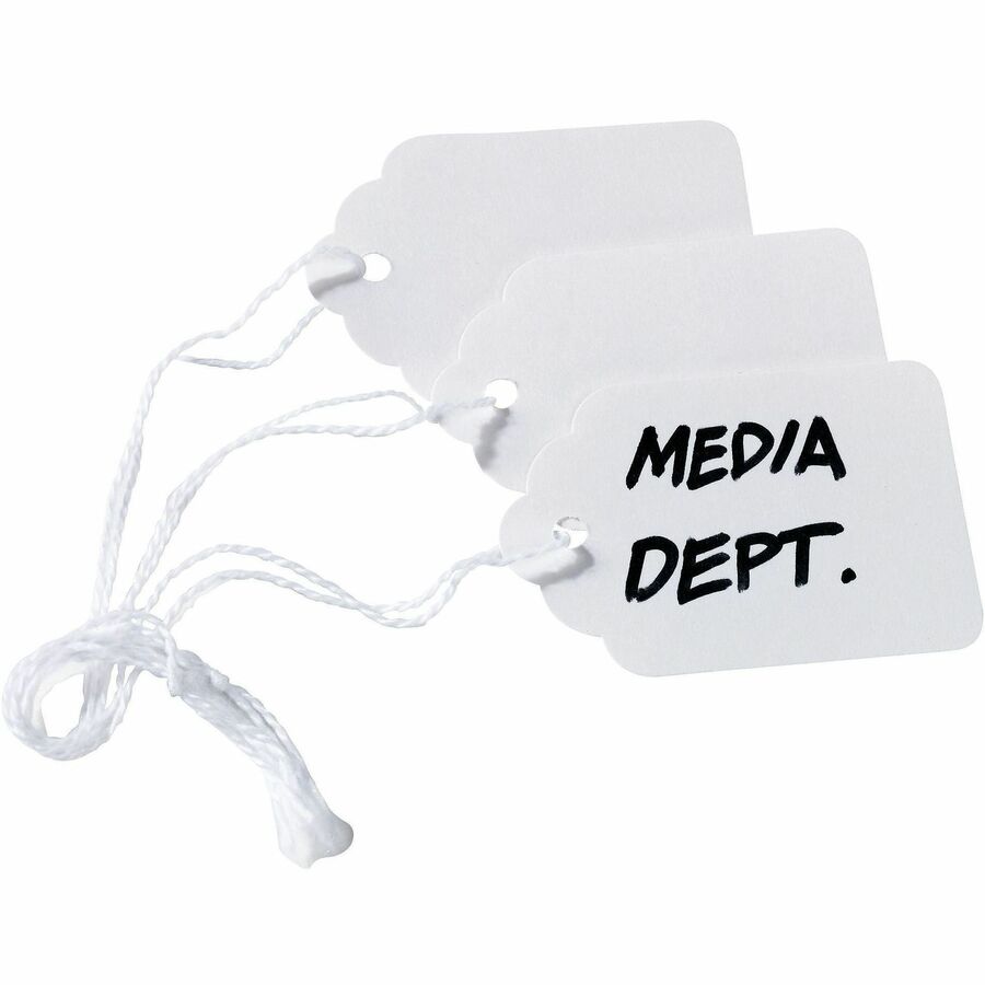 2.75" Length x 1.69" Width - Rectangular - Twine Fastener - Cotton, Polyester - White - 1000 / Box