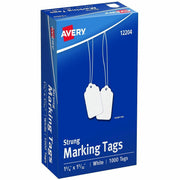 1.75" Length x 1.09" Width - Rectangular - Twine Fastener - Cotton, Polyester - White - 1000 / Box