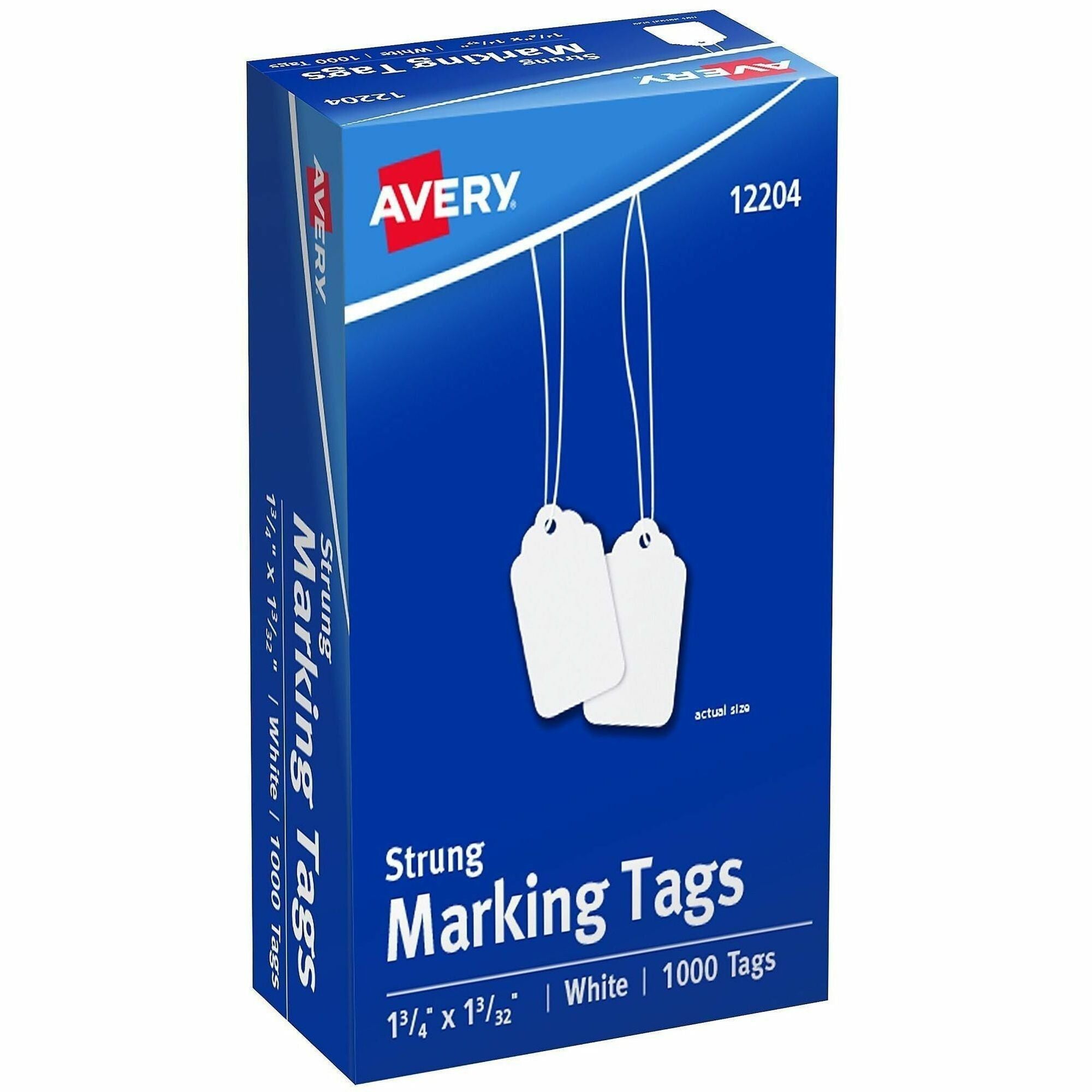 1.75" Length x 1.09" Width - Rectangular - Twine Fastener - Cotton, Polyester - White - 1000 / Box
