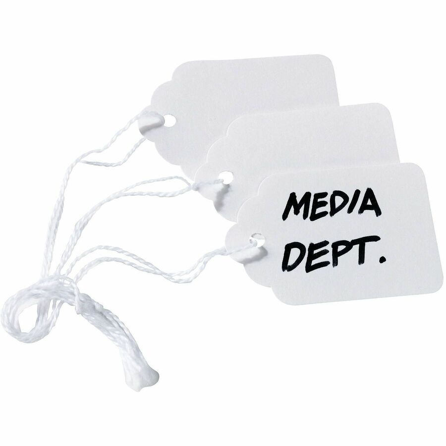 1.75" Length x 1.09" Width - Rectangular - Twine Fastener - Cotton, Polyester - White - 1000 / Box