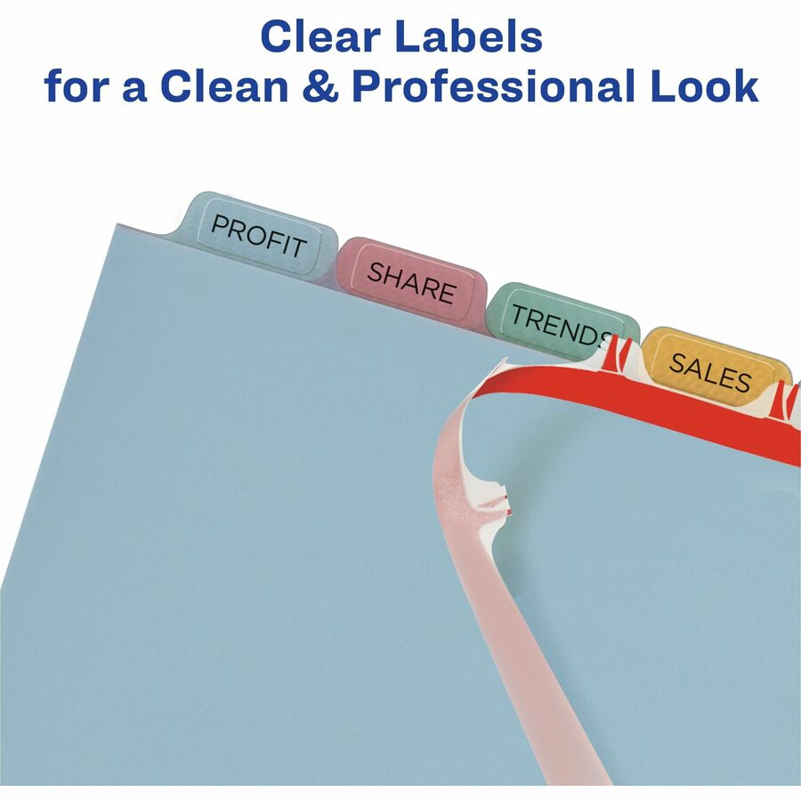 Avery Print & Apply Translucent Dividers, 40 Dividers, 8 Tabs/Set, 8.5" x 11", 3-Hole Punched, Multicolor Plastic Tabs, 1 Pack