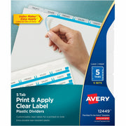 Avery Print & Apply Translucent Dividers, 25 Dividers, 5 Tabs/Set, 8.5" x 11", 3-Hole Punched, Frosted Clear Plastic Tabs, Printable, Customizable, Durable, Tear Resistant, 1 Pack