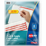 Avery Index Maker Index Divider, 40 Dividers, 8 Tabs/Set, 8.5" x 11", 3-Hole Punched, Translucent Plastic, Frosted Clear Tabs, 1 Pack